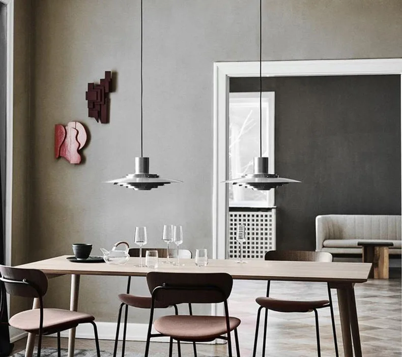 White Silver Aluminium E27 Pendant Lights