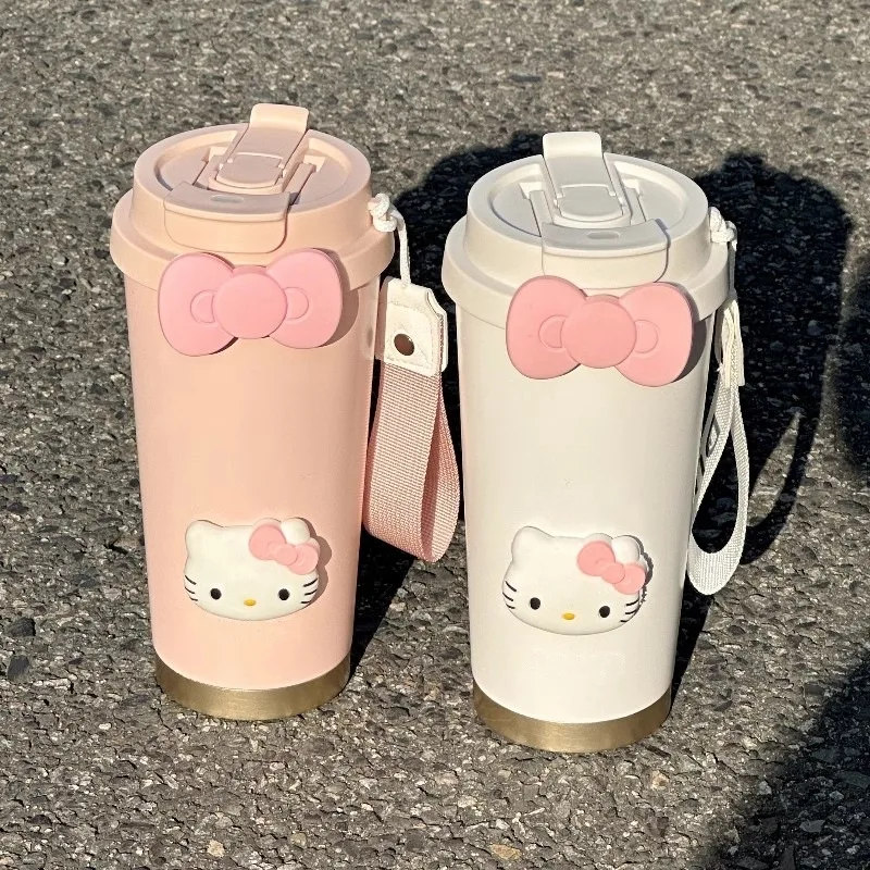 Hello Kitty น่ารักฟางถ้วยกาแฟฉนวนถ้วย 316 สแตนเลส 500Ml นักเรียนแบบพกพาถ้วยดื่มของขวัญวันเกิด