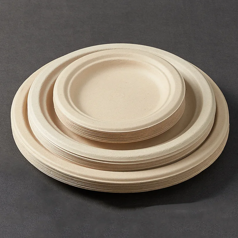 50Pcs 6/7/9 Inch Disposable Sugarcane Plates Eco-Friendly Paper Plate for Party Picnic Camping Birthday Unbleached Degradable