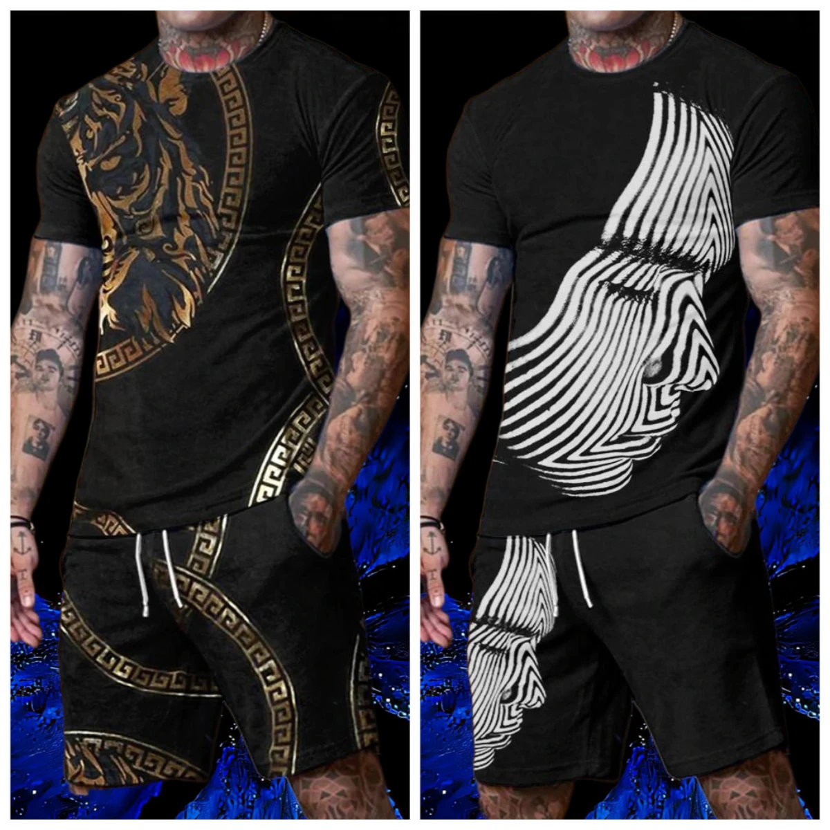 

25 Summer Hot-selling Fashion Trend Casual 3D Printing Men's Suit Breathable Quick-drying Comfortable Men's T-shirt Shorts Suit