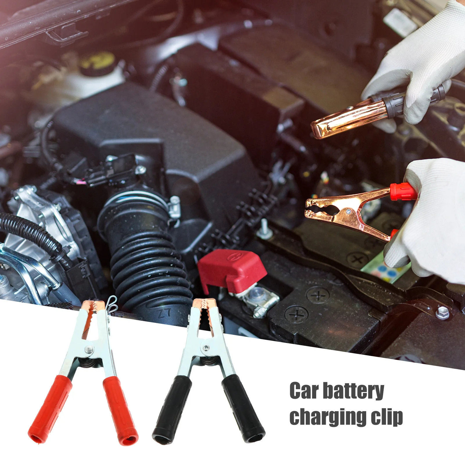 

4Pcs Copper Spring Loaded Auto Alligator Clamps Non-Slip Handle Car Electric Test Clip Efficient Charging Clip