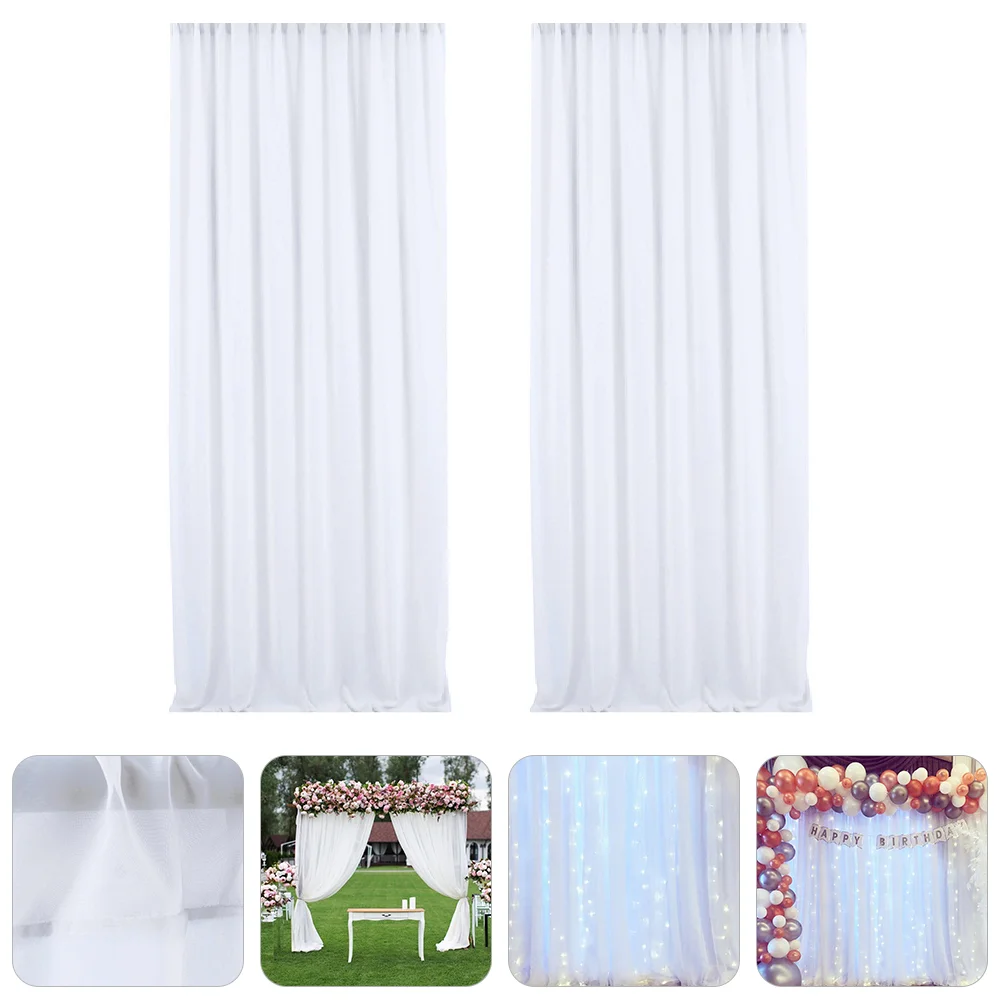 2 Pcs Chiffon Backdrop Curtain Party Decorations Supplies Runners Guests Window Engagement Drapery Wedding Toilet Bride