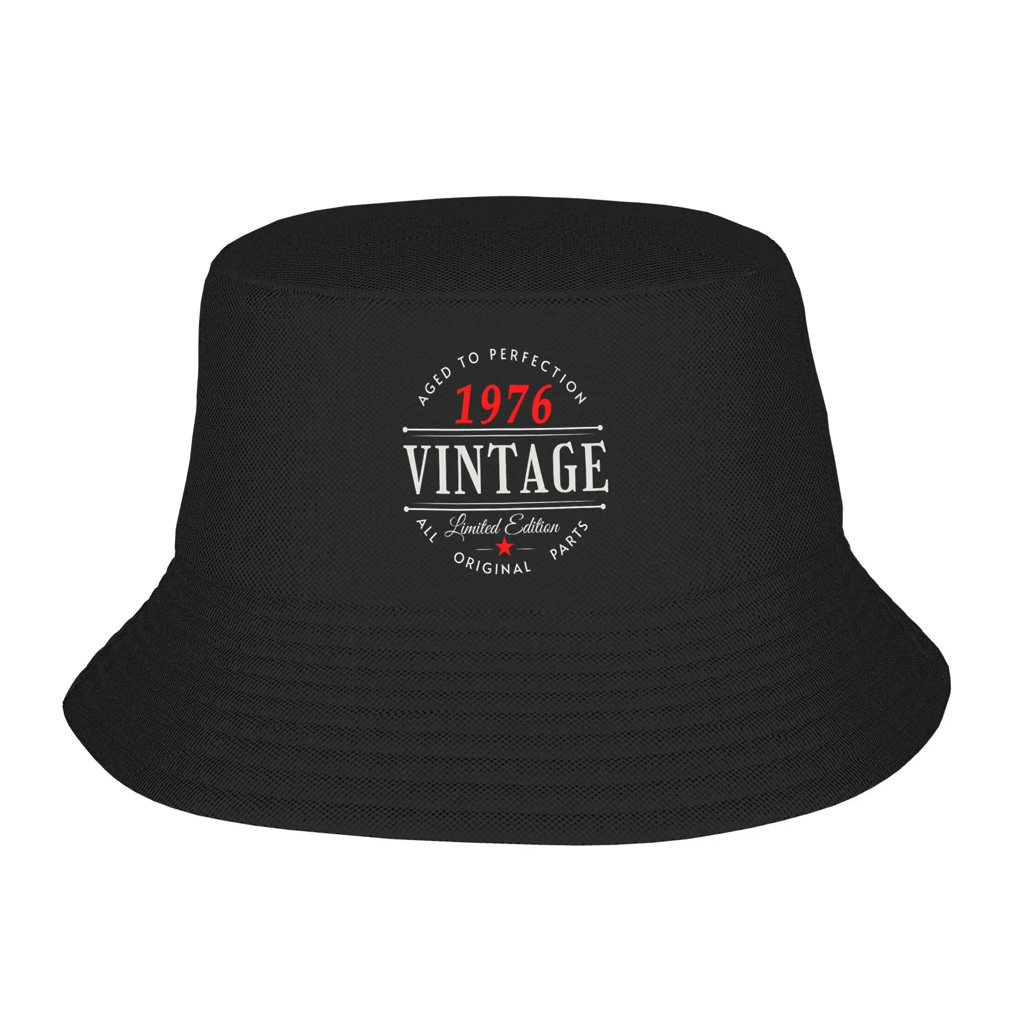 Vintage Born In 1976 aged 50 Bucket Hat Gift For Kid Kawaii 50 birthday Vocation Caps For Travel Lightweight