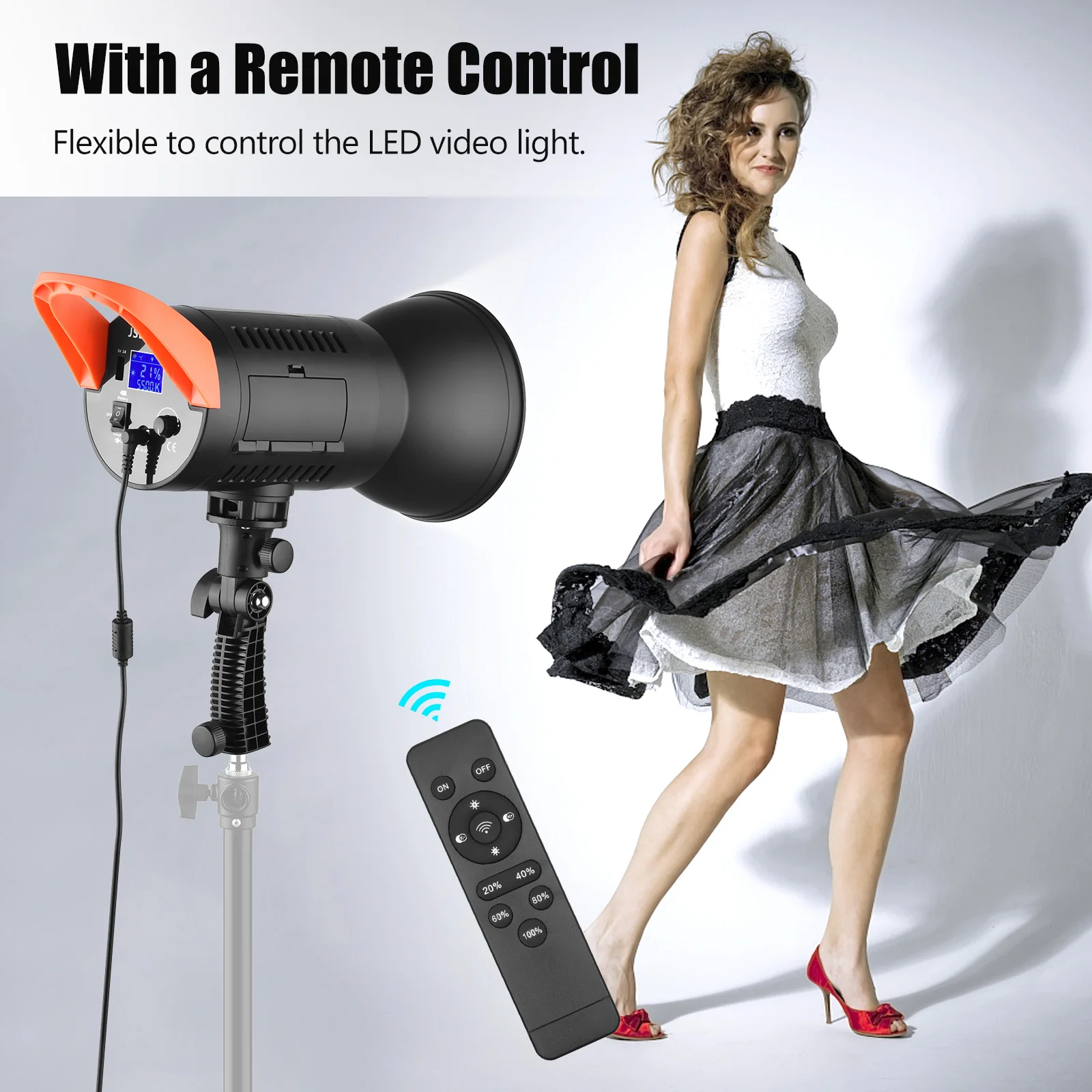 150W LED Video Light 5600K Studio Lights Dimmable Bowens Mount Continuous Light with Reflector Remote Control for Product Video