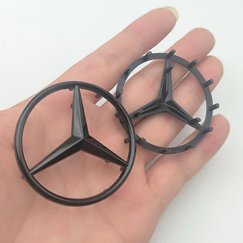 52mm 58mm ABS Chrome Black Star Logo Mercedes Steering Wheel Logo Sticker For Mercedes Benz C E S Class W204 Emblem Accessories