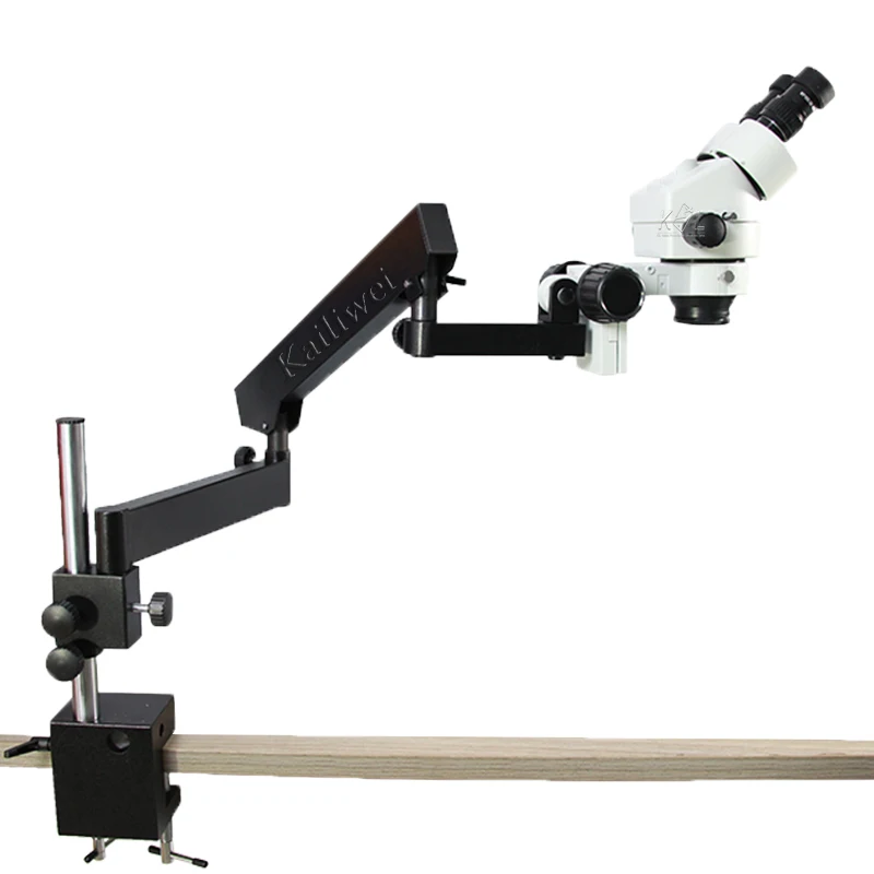 7X-45X Articulating Arm Table Clamping Pillar Stand Stereo Zoom Binocular Microscope for repair