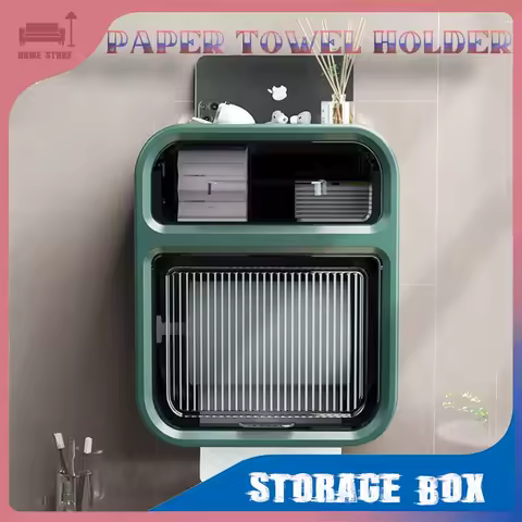 Paper Towel Holder Double-deck Wall Mounted Toilet Storage Box Waterproof Toilet Paper Roll Storage Rack Bathroom Accessories