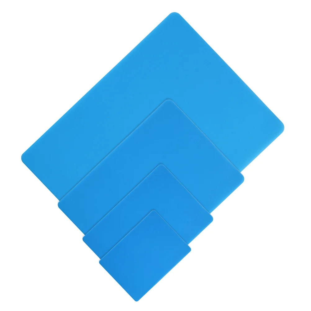 

4PCS Resin Mold Silicone Mat Keep Desk Clay Mat for DIY Handwork Pendant Making Jewelry Casting - Size XL/L/ /S (Blue)