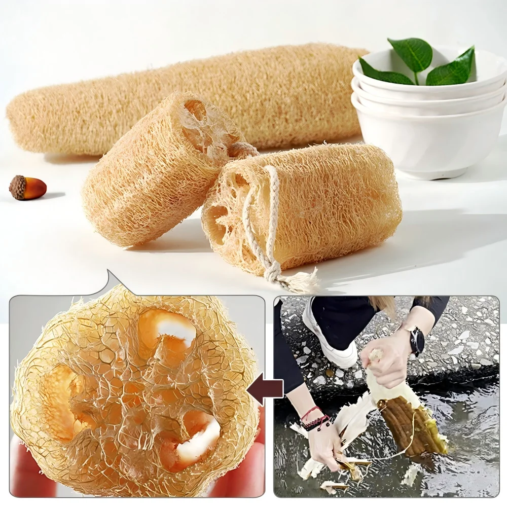 1/3/5pcs Natural Loofah Net for Dishwashing Loofah Pulp for Kitchen Dishwashing Scrubbing Pots  Bathing  and Bathing