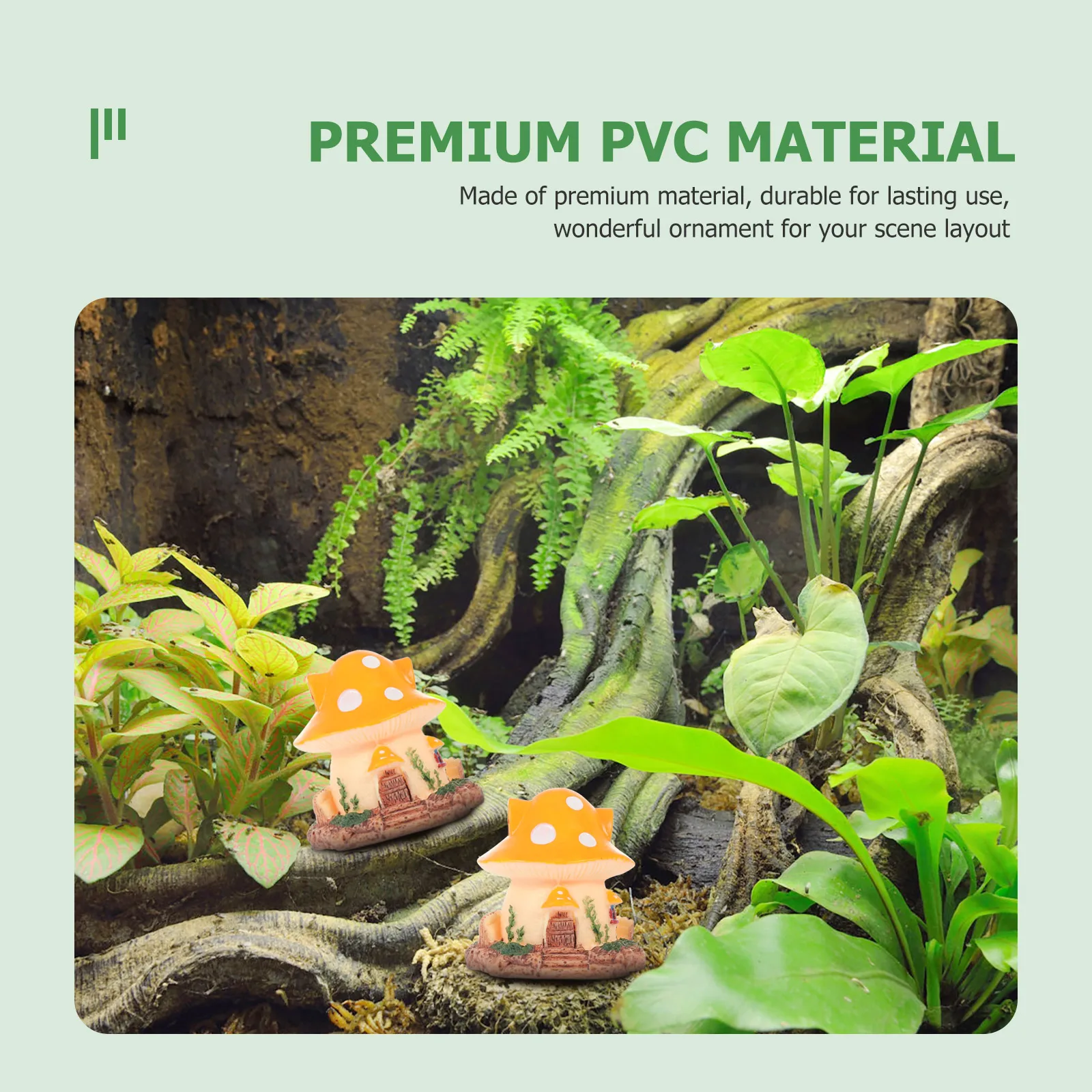 

2 pcs Premium Resin Mushroom Decor For Reptile Box Micro Landscape Simulated Small House Adorable Miniature Garden Ornament Pet