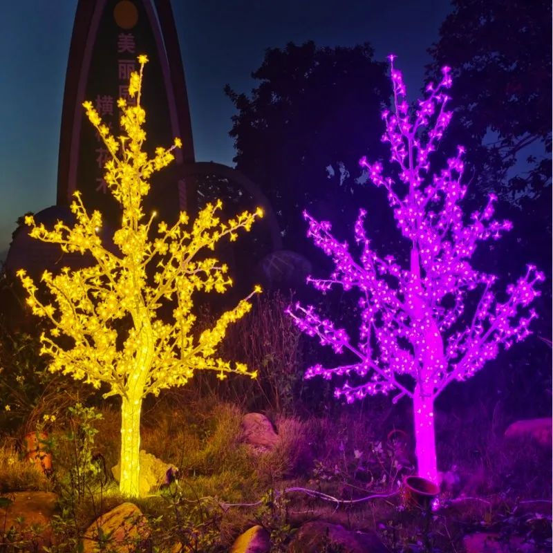 Outdoor Use Remote Control Led Crystal Christmas Tree Light Cherry Blossom Tree Landscape Lamp For Garden Pathway Yard Lawn