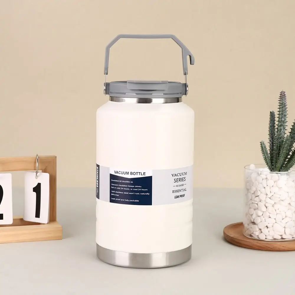 Versatile 2L Thermal Water Bottle Portable with Handle Coffee Travel Mug Large Capacity Leak-proof Drinks Bottle Outdoor