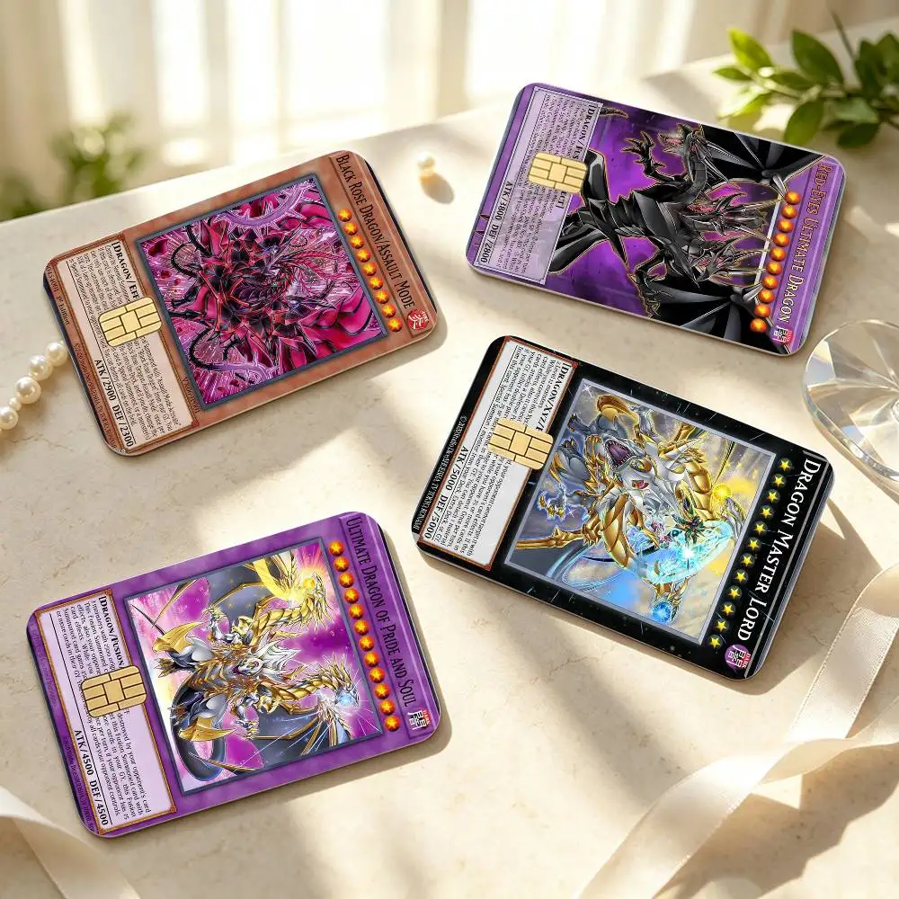 Y-Yu-Gi-Oh Victory Dragon  HD Waterproof Credit Card Stickers Silicone Decals For Chip Game Cards Gift