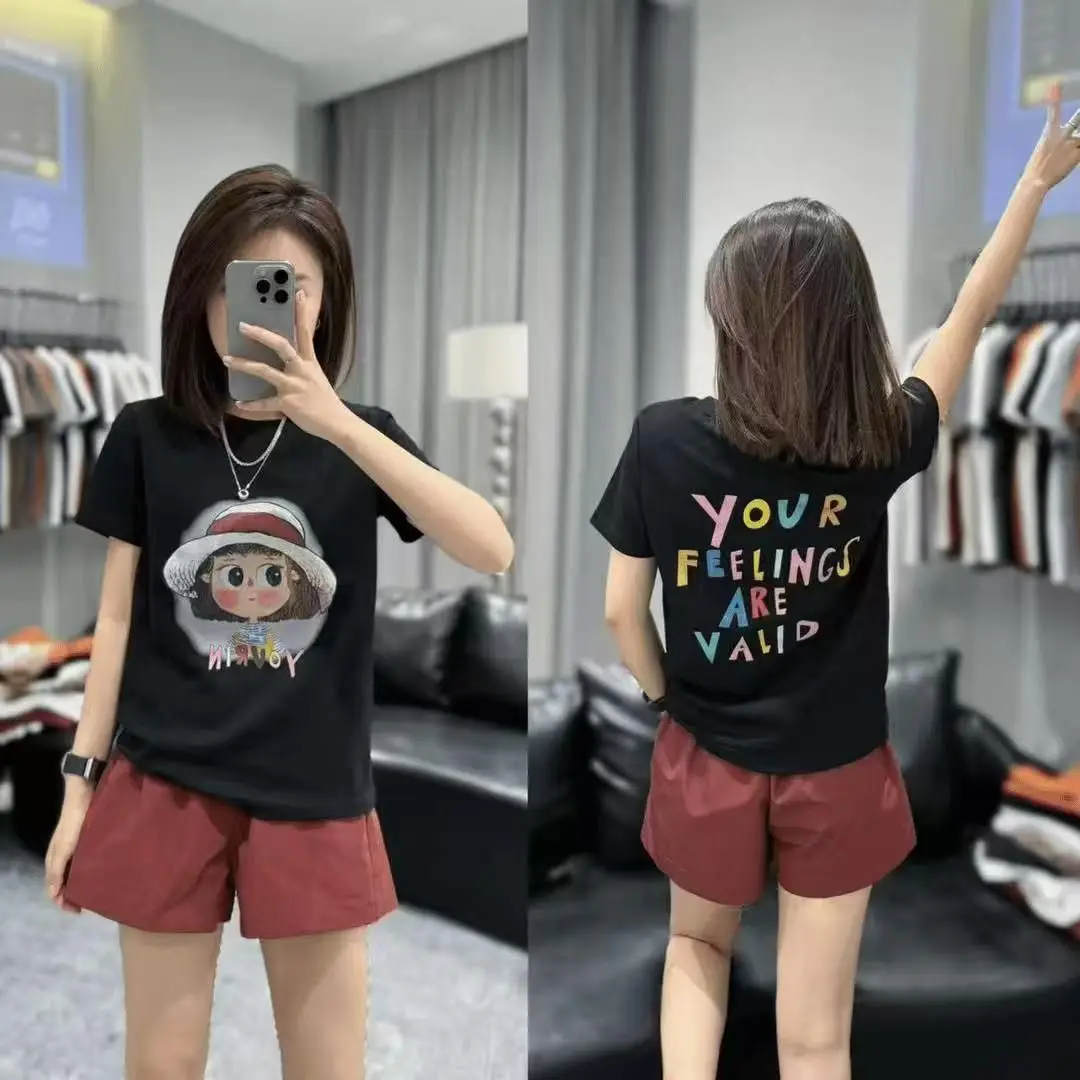 

Summer 2026 Fashion Casual Sportswear Set Women's Loose Versatile Letter Short Sleeve Top Shorts Two-Piece Set round Neck Ove...