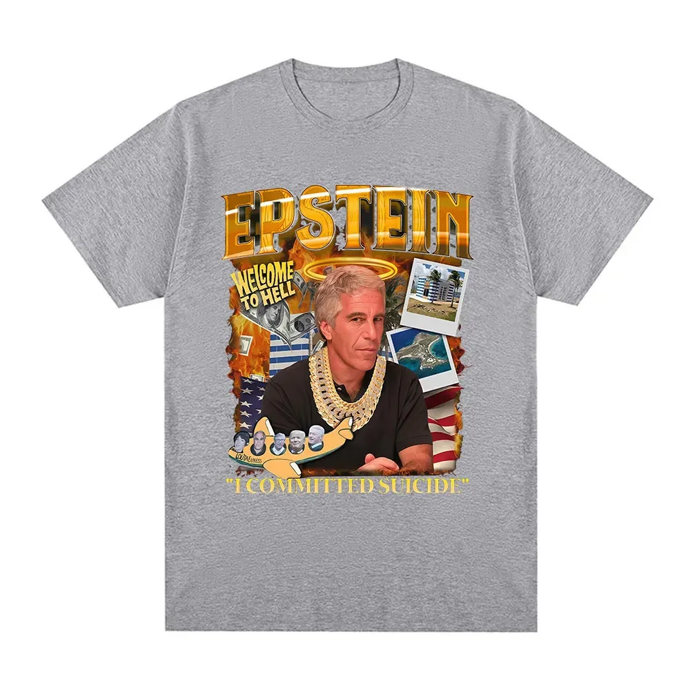 مثيرة للاهتمام جيفري إبستين تصميم تي شيرت الرجال والنساء موضة ريترو قصيرة الأكمام شخصية عادية بسيطة القطن عادية #3
