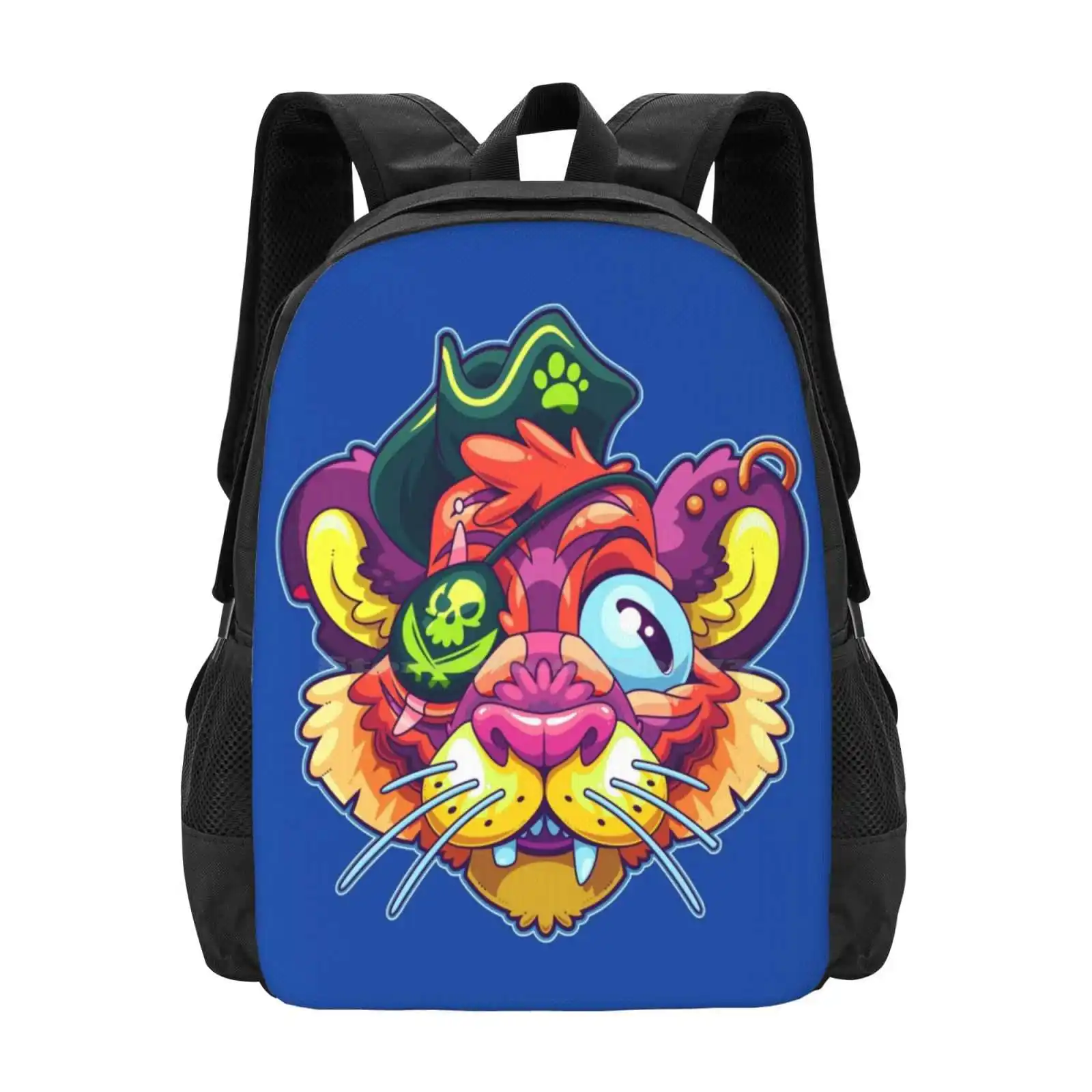 Eye Of The Tiger Hot Sale Schoolbag Backpack Fashion Bags Eye Of The Tiger Pirate Captain Big Cat Saber Eye Patch Kitty Kittens