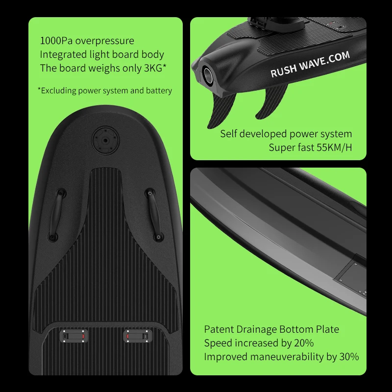 RUSH WAVE Black Rider G2 High-Performance Electric Jet Board for Surfing 55KM/H Waterproof Beginner-Friendly Factory Sale