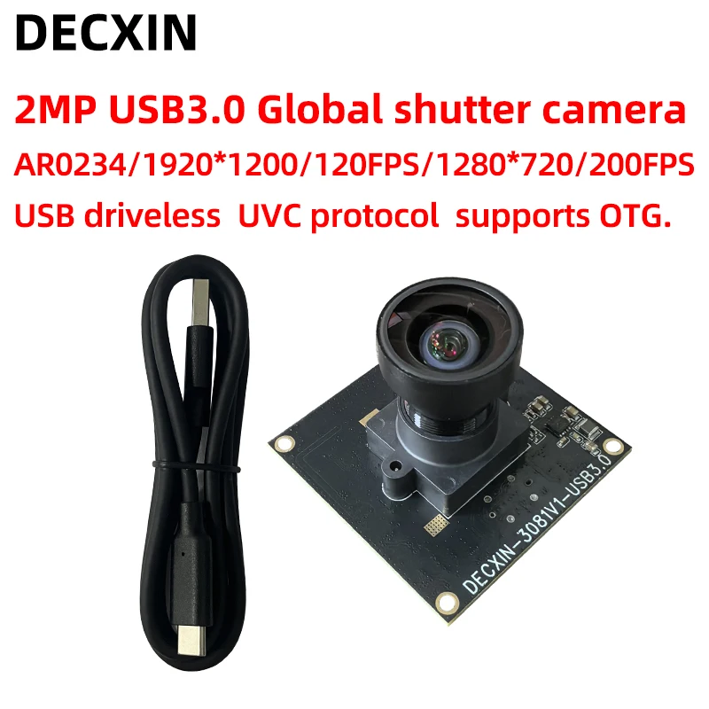 AR0234 USB3.0 Global Shutter Camera 2MP 1080P/120FPS Industrial Camera Module Supports External Trigger.