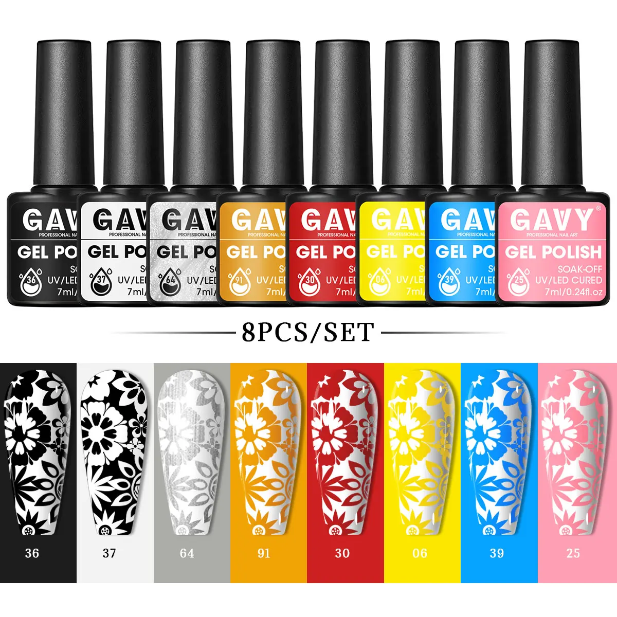 

Gel Nail Polish Set, 8pcs, Soak-Off LED Nail Polish, Long-Lasting Liquid Nail Polish, Fragrance-Free,