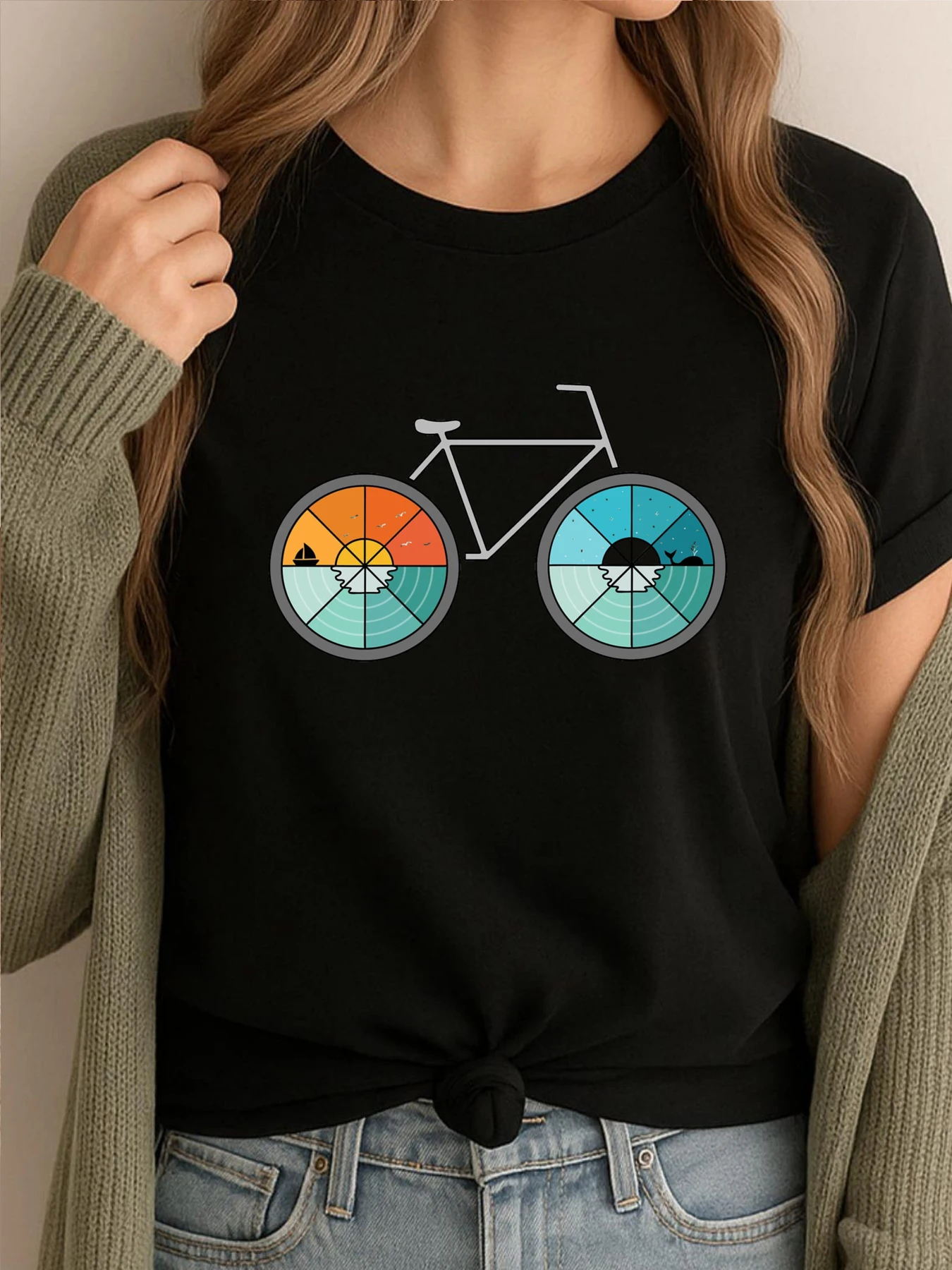 Koszulki rowerowe z czarnym nadrukiem, luksusowe t-shirty męskie, wysokiej jakości modne i stylowe topy, zabawne koszulki z nadrukiem od projektanta.