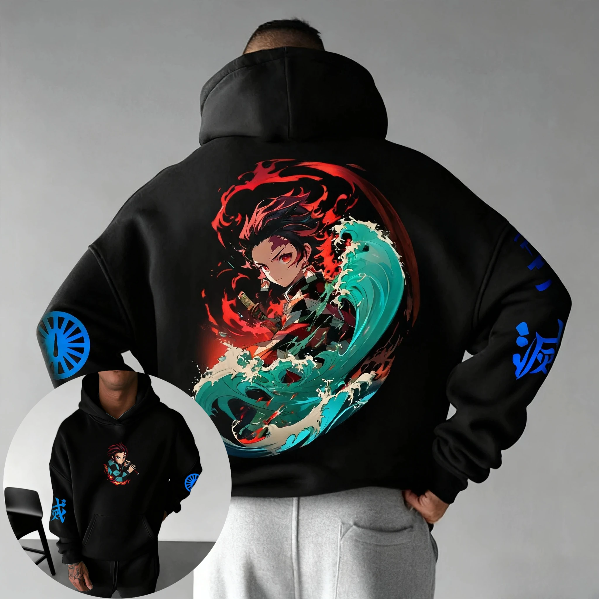 

Толстовка с принтом аниме «Убийца демонов» для мужчин и женщин, пуловер, уличная одежда с длинными рукавами, повседневные осенне-зимние топы Y2k