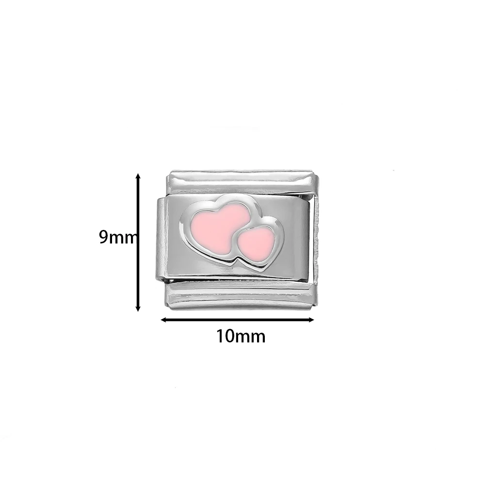 여성용 스테인레스 스틸 러브 하트 컬러 이탈리아 참 링크, DIY 쥬얼리 액세서리 제작, 도매, 9x10mm, 1 개