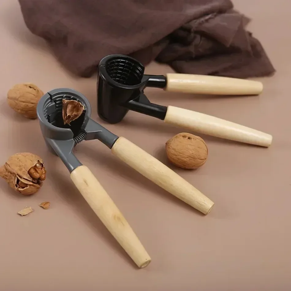 Heavy Duty Aluminum Nutcracker with Wood Handles Manual Tool Opening Lobster Pecan Walnut Crackers WoodHandled Aluminum Nutcrack
