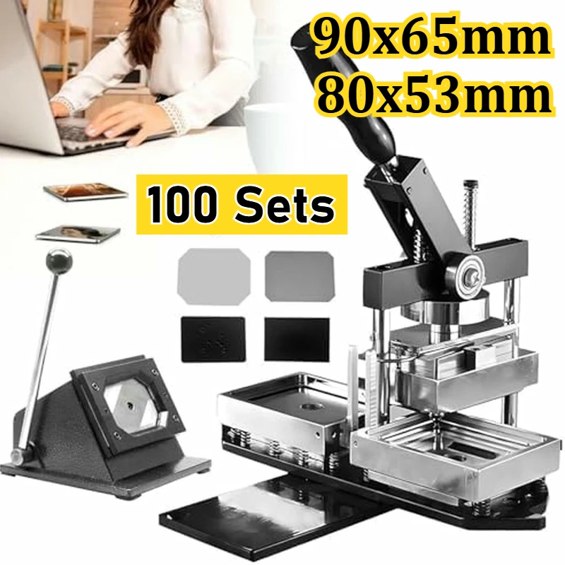 DIY Rectangle Fridge Magnet Machine Kit 80x53mm / 90x65mm Including 1 Paper Cutter and 100sets Material for Home Creation