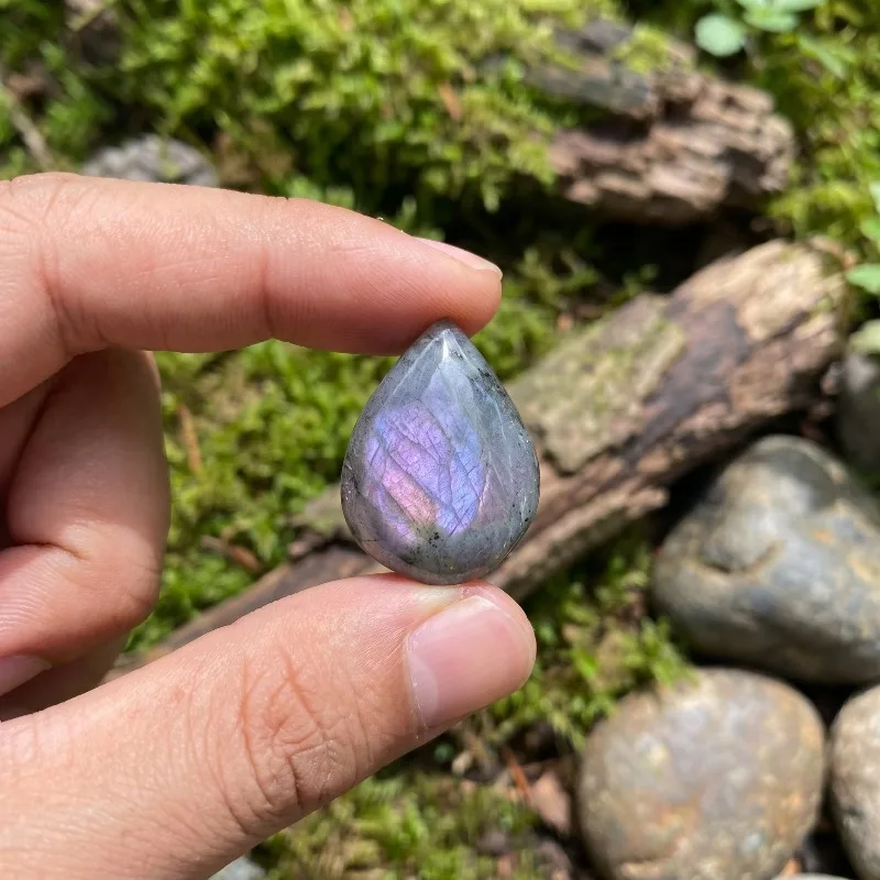 2Pcs/4Pcs Natural Unisoc Labradorite Teardrop Cabochons - Bohemian Style, Multi-Color, Ideal for Crafts and Jewelry Making view 4