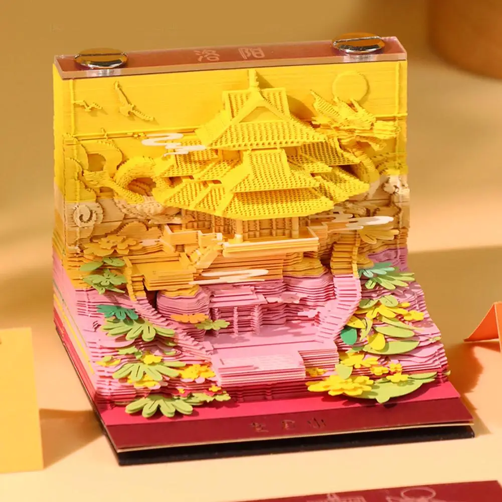 4 Arten chinesischer 3D-Kalender, Notizblock, magisches Schloss, 3D-Kalender, 3D-künstlerische Notizpapierwürfel, Memo-Geschenk, 2026-Block, Geburtstags-Notizblock R6b4 – Detail 10