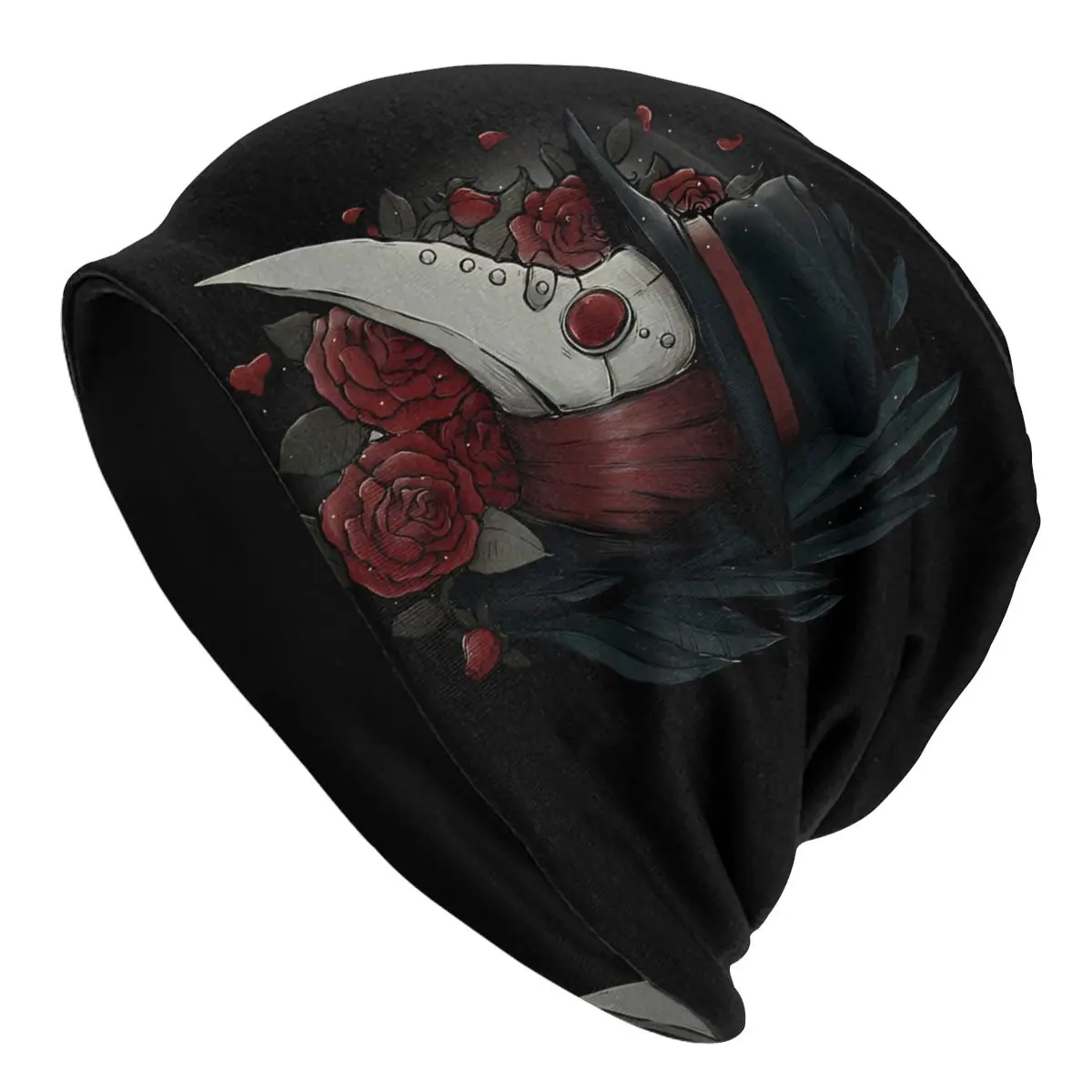 Gorro fino para hombre y mujer, gorros de Doctor de la peste, rosas rojas, gorro cálido, gorros de calle, otoño y primavera