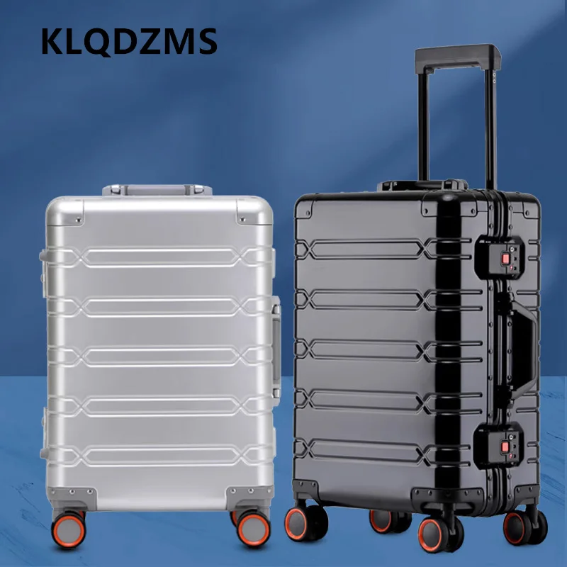 KLQDZMS المتداول الأمتعة الرجال الصعود صندوق كامل سبائك الألومنيوم والمغنيسيوم حقيبة تروللي بعجلات 20 "24" 29 بوصة مع عجلات حقيبة #3