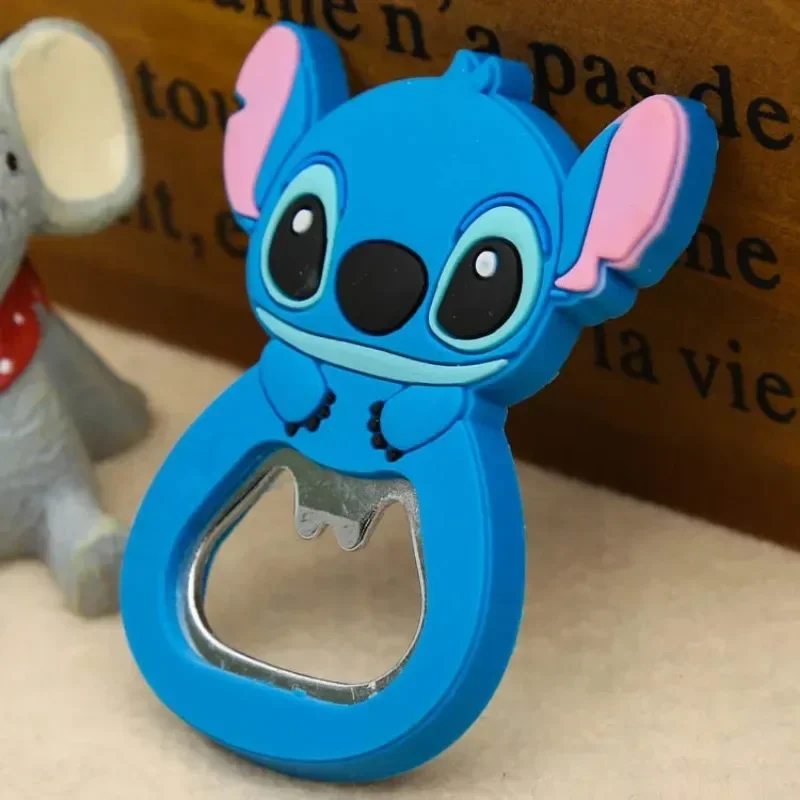 Disney Stitch pembuka botol gambar kartun perifer bentuk Kawaii pembuka botol bir kulkas Magnet aksesoris hadiah ulang tahun