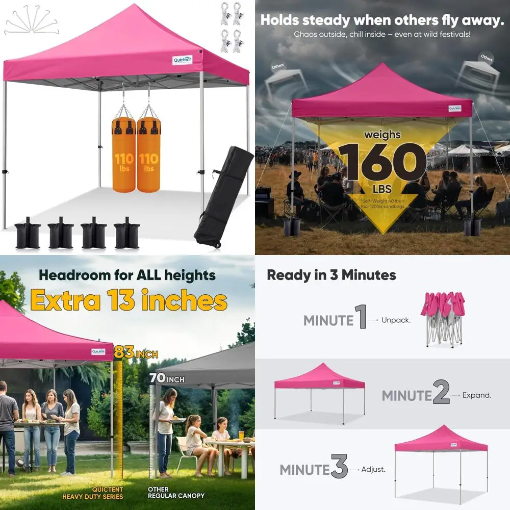 

Heavy Duty 10x10 Pop Up Canopy Tent - Outdoor Commercial Waterproof Shelter, Easy Setup, 11ft Interior Height, Suitable for Vari