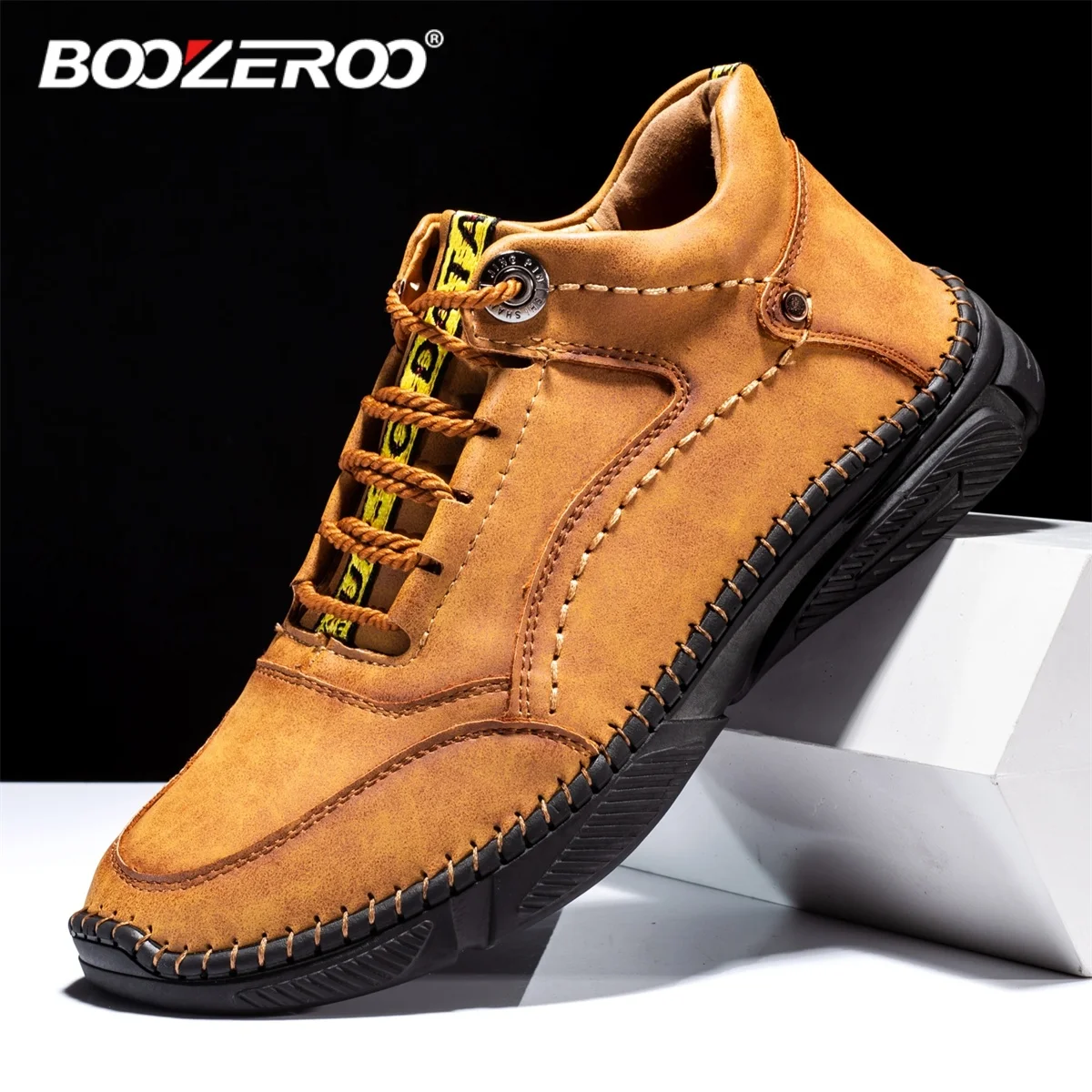 BOOZEROO Classic Handmade Casual Men's Shoes Anti Slip Flats Fashionable Loafers