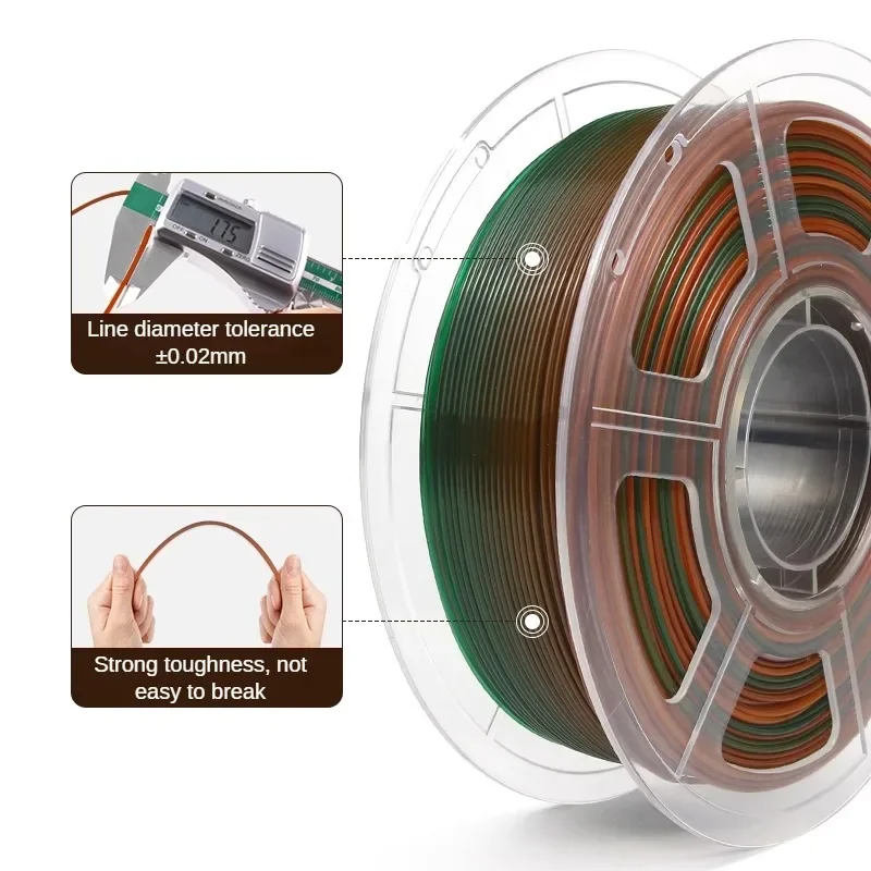 Imagem -05 - Filamento de Impressora com Arco-íris Translúcido Claro Mudança de Cor Laranja Verde Azul 1kg 22 lb 175 mm Petg3d