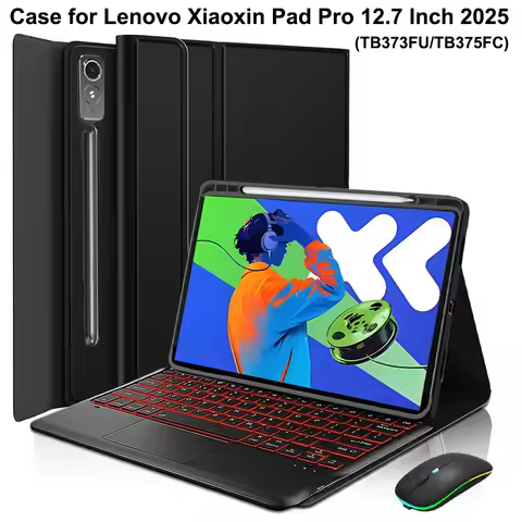Case for Lenovo Xiaoxin Pad Pro 12.7 Inch 2025,Magnetic Bluetooth Keyboard cover for Lenovo Idea Tab Pro 12.7(TB373FU/TB375FC)