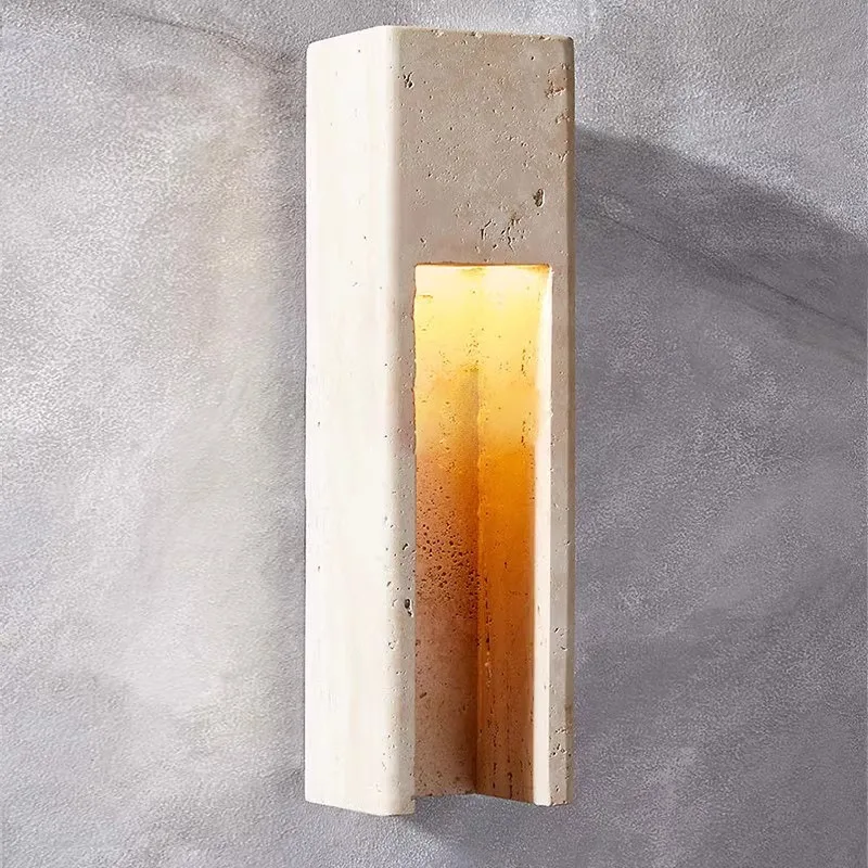 

Restaurant corridor natural yellow travertine wall lamp Nordic high-end homestay villa model room lamps