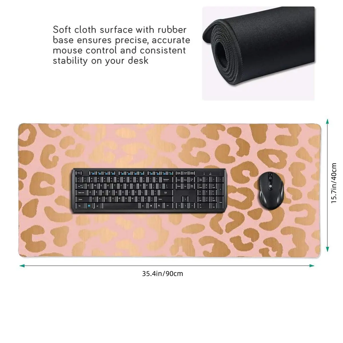 Pink Rose Gold Leopard Print Large Mouse Pad Computer Keyboard Mouse Mat Gamer PC Laptop Desk Mat Office Table Mats
