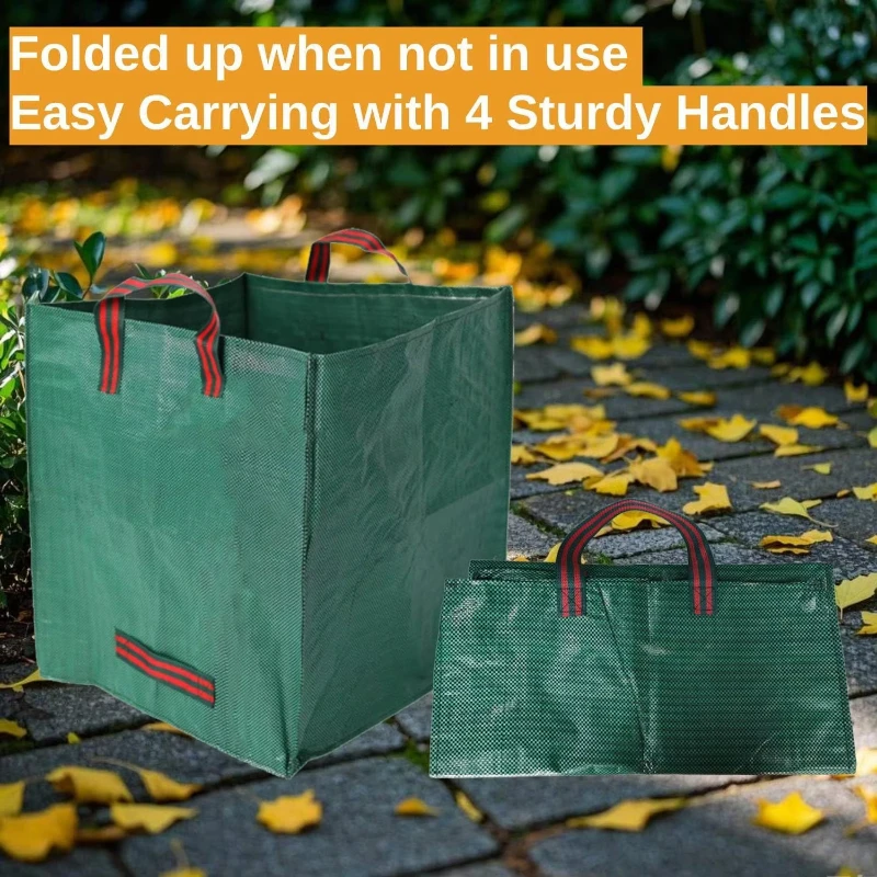 1PcsReusable garden bag with reinforced handle - portable foldable lawn bag suitable for home, garden, and yard cleaning.