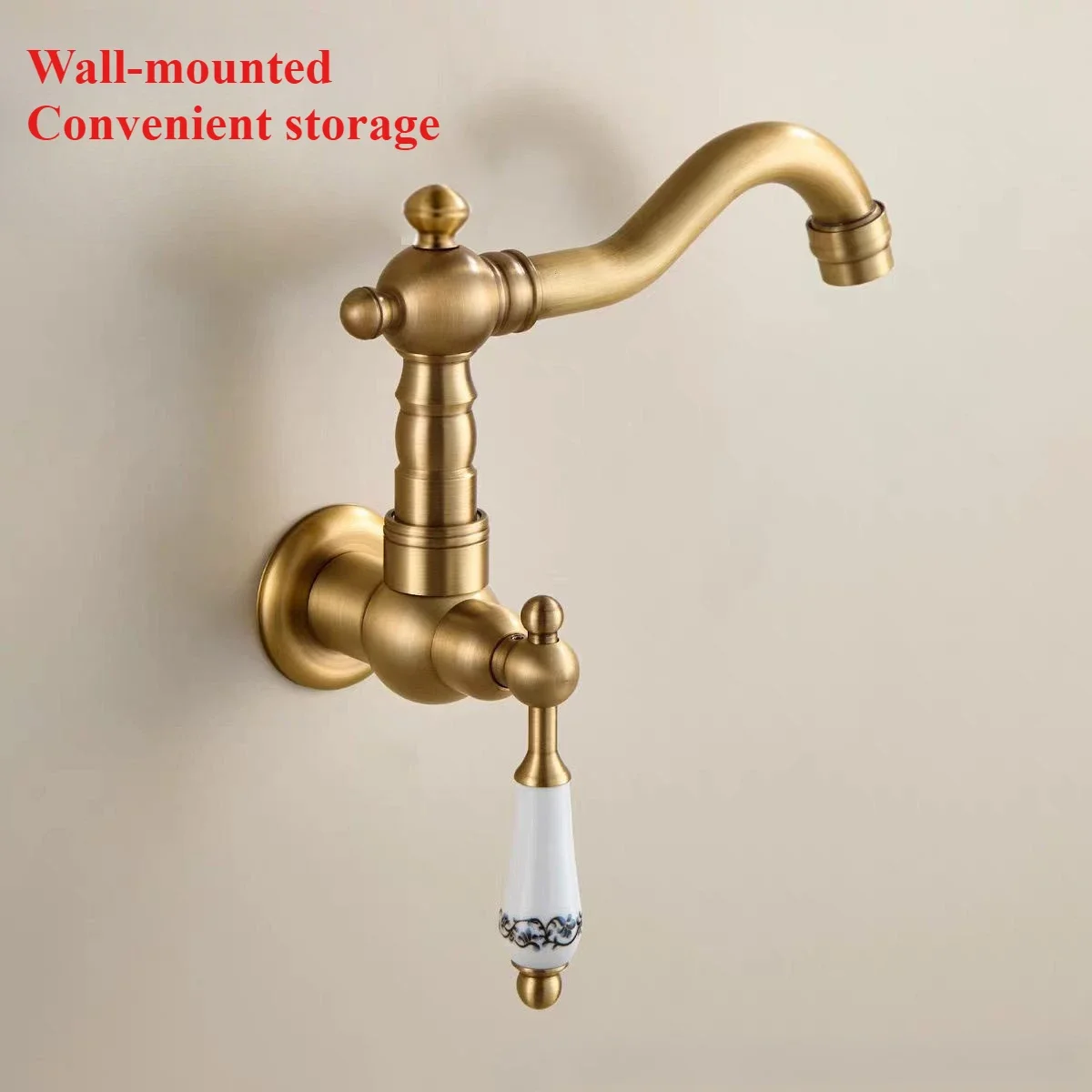 All-Copper Single-Handle Kitchen Faucet for Balcony Sink, Outdoor Freeze-Proof, Washing Machine Connection, French Style