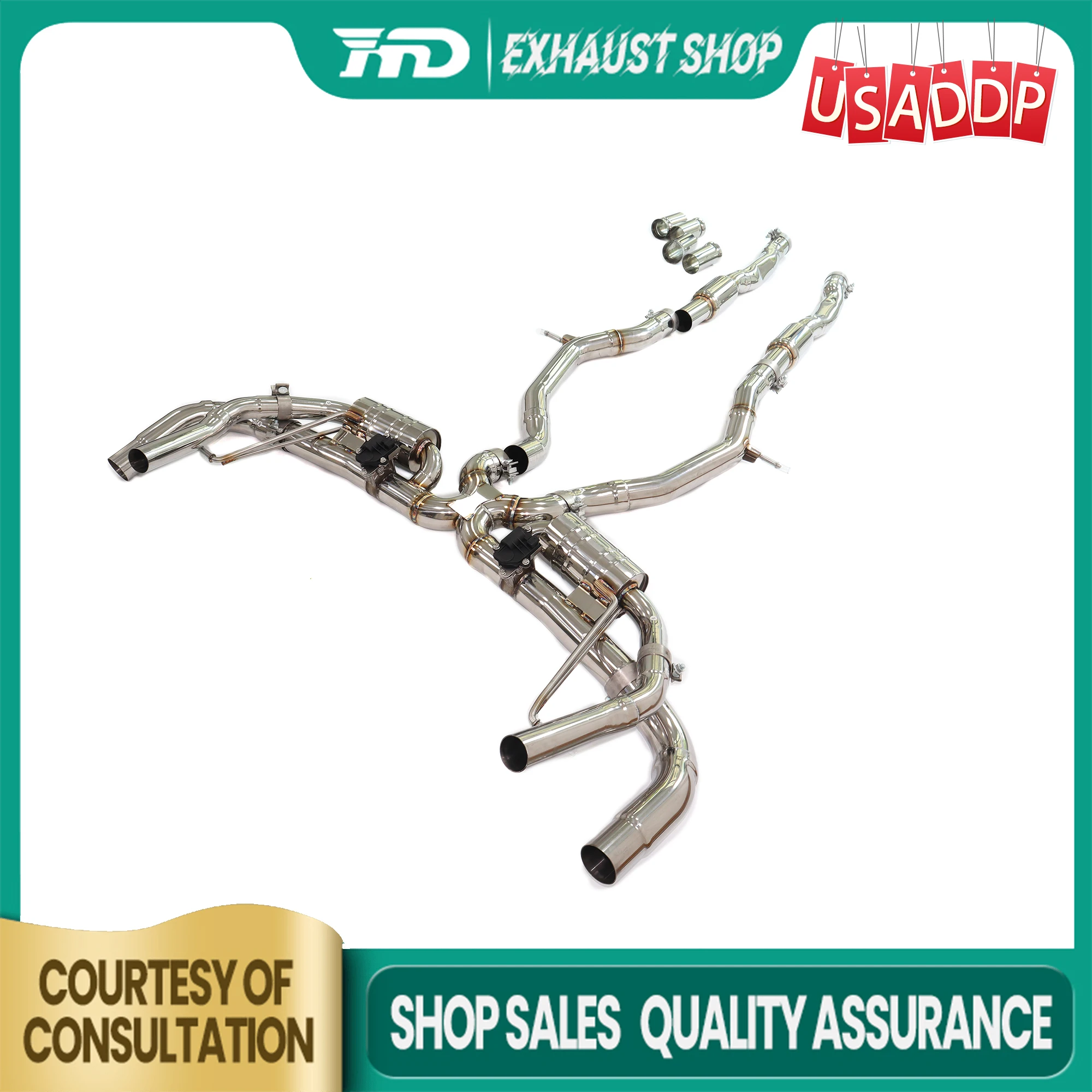

Exhaust system for Mercedes Benz S63 Coupe C217 4.0T SS304 Catback Non-destructive installation Electronic valve Muffler