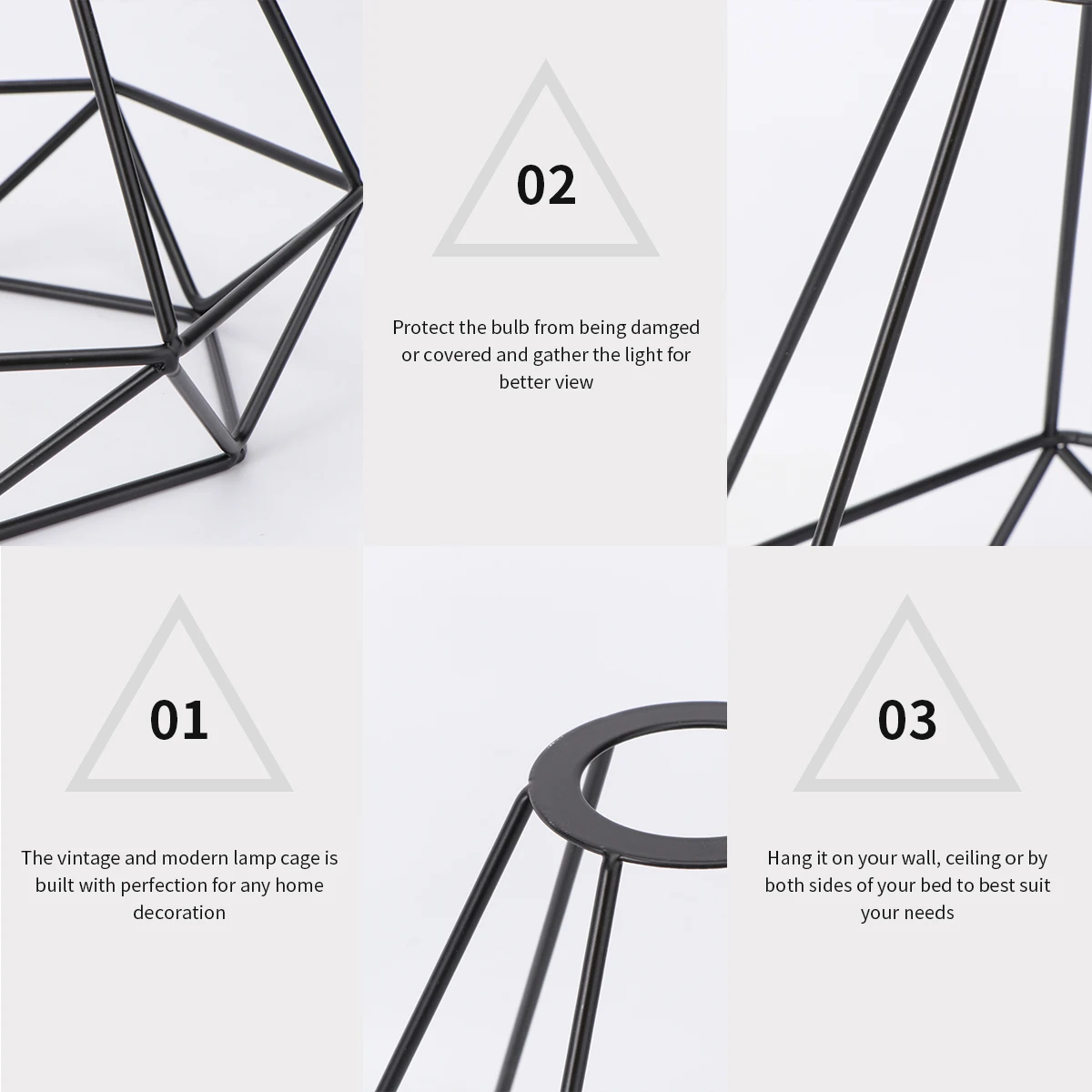 

1pc Rustic Iron Lampshade Vintage Style Deformed Chandelier Light Cage Guard Light Cage Guard Industrial Home Lighting Black