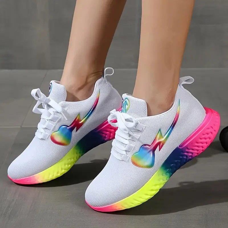 Zapatillas de deporte vulcanizadas para mujer, zapatos informales de suela brillante para correr al aire libre, novedad de verano