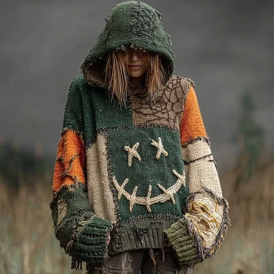 Hooded Single Top Loose Fit Women Hoodie with Printed Pattern Sweatshirt Streetwear Style 3d Effect Long Length Long Sleeves