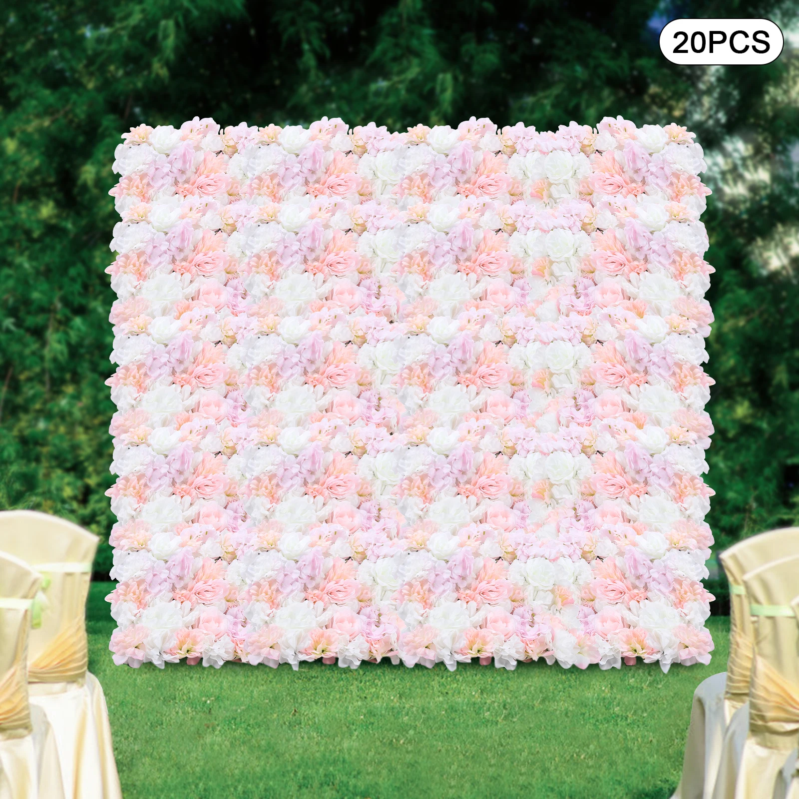 20x Upscale Artificial Flower Wall Panel Home Shop Wedding Floral Decor Pink