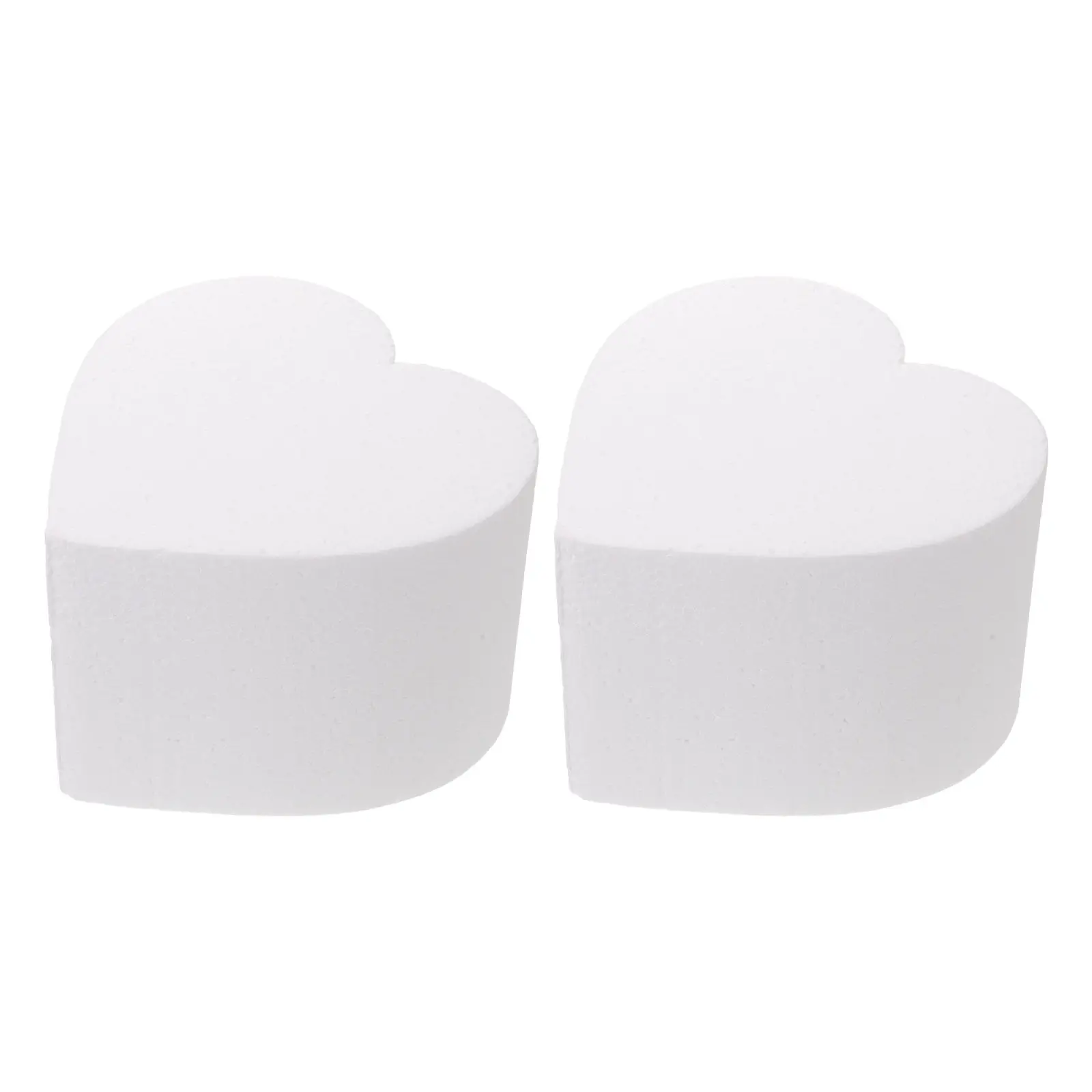 2Pcs Heart Shaped Foam Cake Dummy Set 6 Inch 15 Cm White Polystyrene Practice Cake Decorating Supplies for Valentine's Day