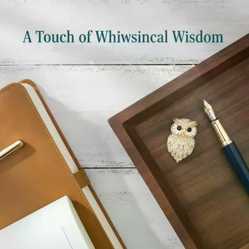 Gold Plated Rhinestone Inlaid Owl Brooch Shiny Look Various Color Options For Daily Wear Parties Special Occasion Gifts