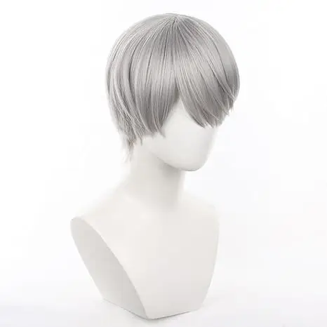 Anime Yu Narukami Wig Gray Bowl-shaped Short Straight Party Hair Halloween Cosplay Props Accessory