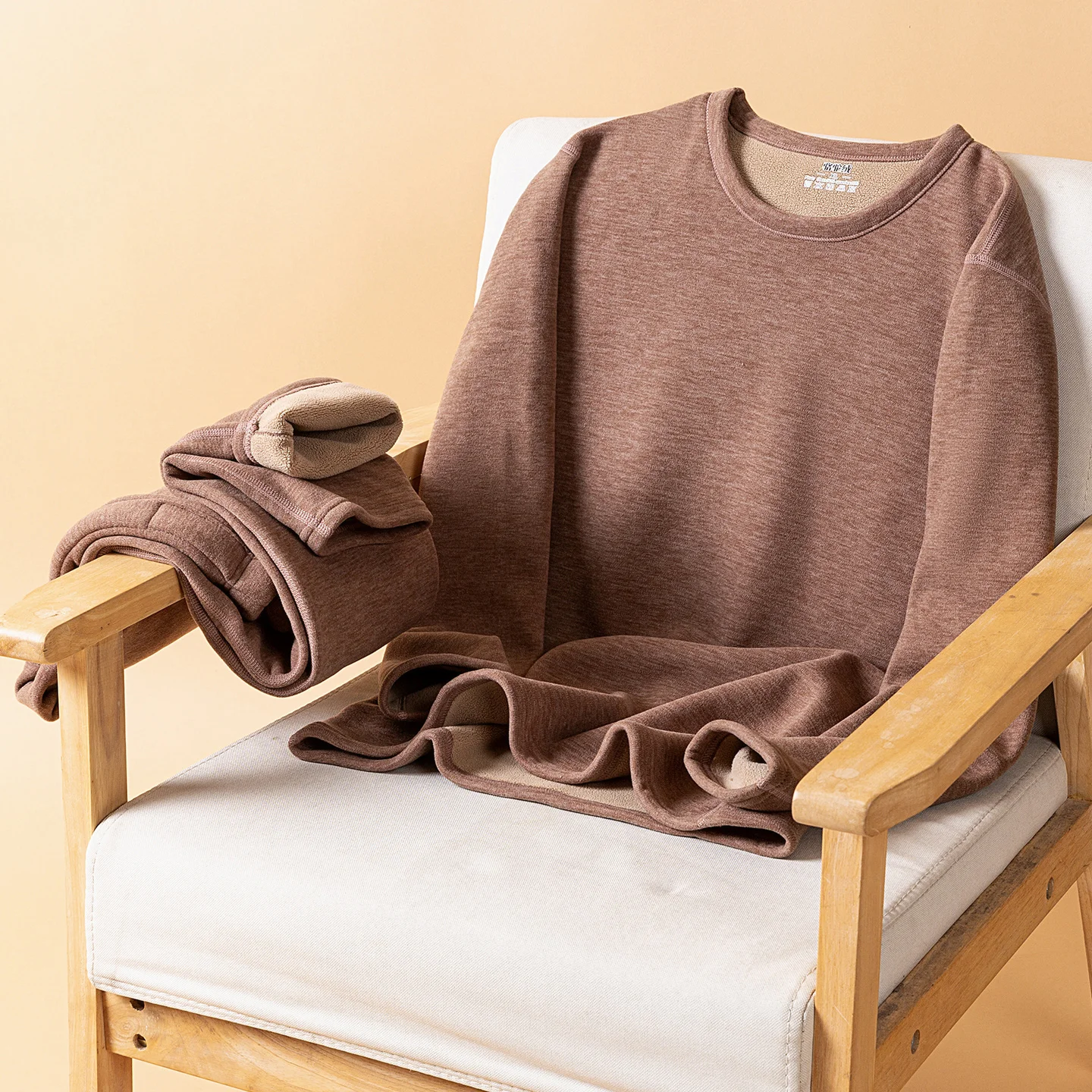 Autumn Winter Thermal Clothing For Men Solid Color Simple Warm Underwear Set Elastic Soft Comfort Tops + Pants Thick Clothes 6XL